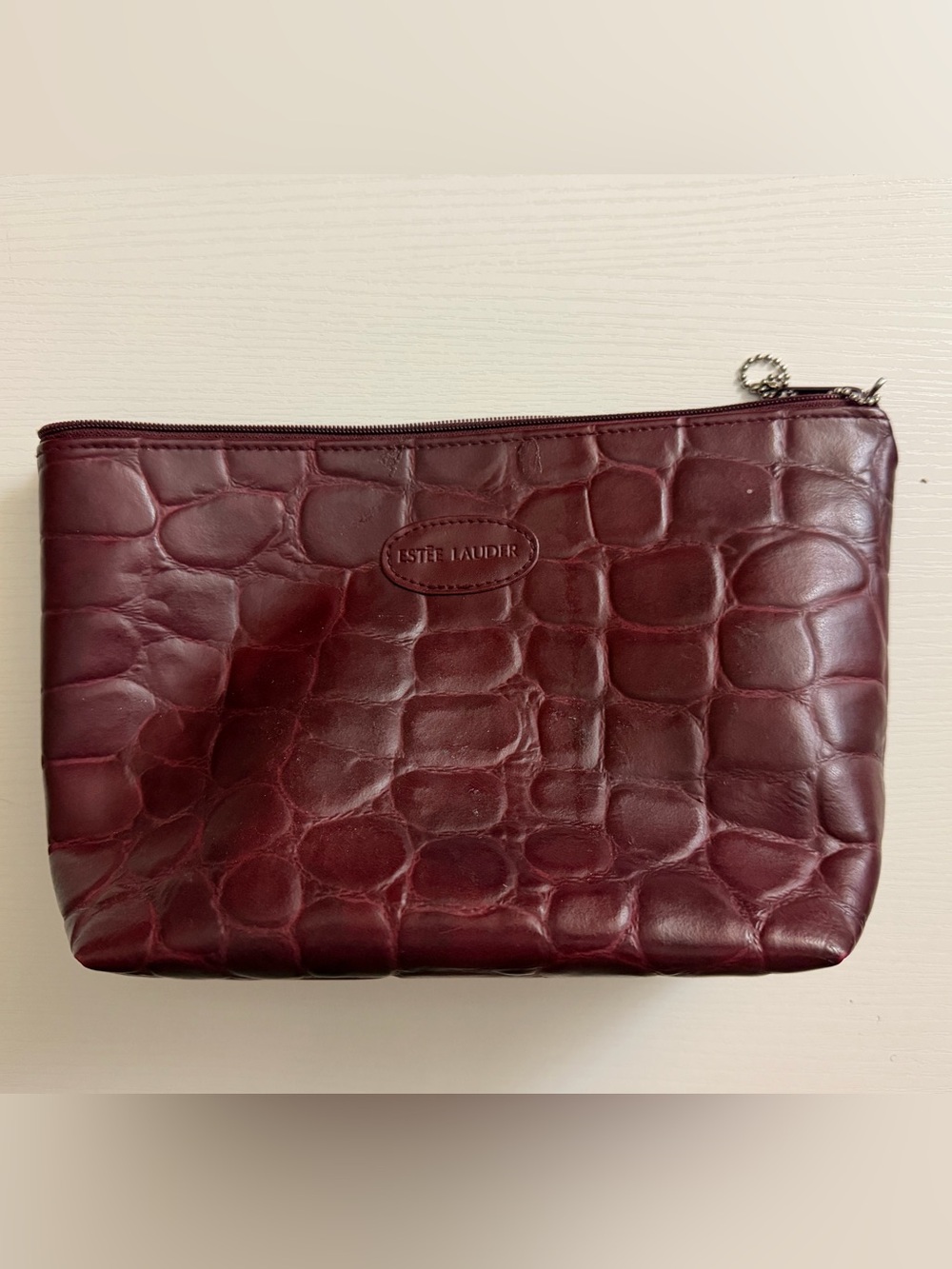 Estee Lauder Wine Croc-Embossed Cosmetic Pouch
